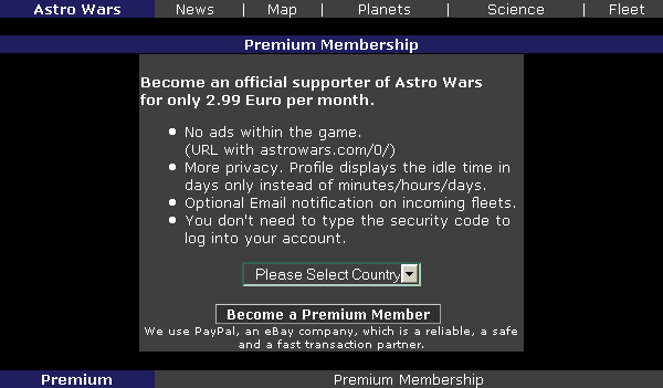 Premium sign up page of the News Screen